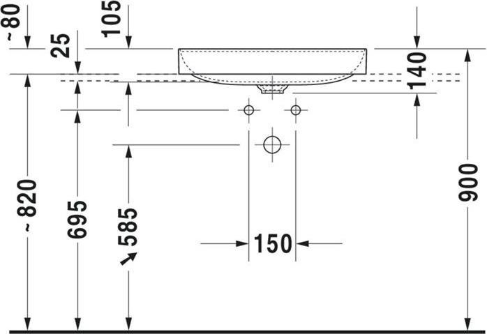 Actual product image Duravit Countertop basin DURASQUARE o ÜL o HLB ground 600x345mm white WG (345 mm, 600 mm)