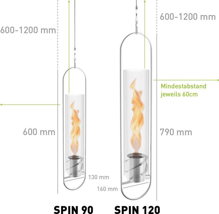 Immagine prodotto Höfats Fuoco sospeso a bioetanolo SPIN 120 Ø 12 cm (argento) (12 x 16 cm)