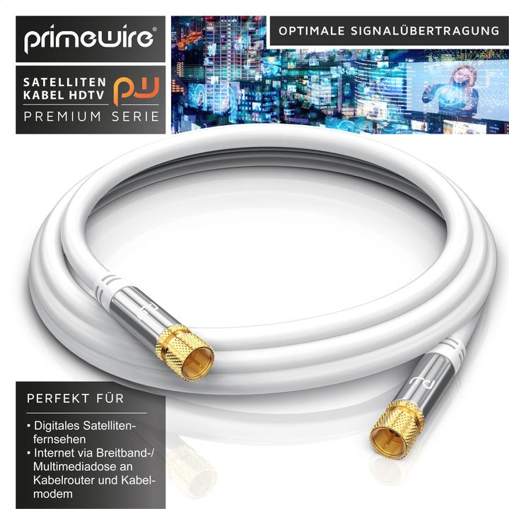 Produktbild Primewire SAT Kabel HDTV - Premium SAT Koaxialkabel - TV HDTV Radio DVB-T DVB-C DVB-S DVB-S2, 4 Fach Schirmung (135 dB, SAT Kabel)