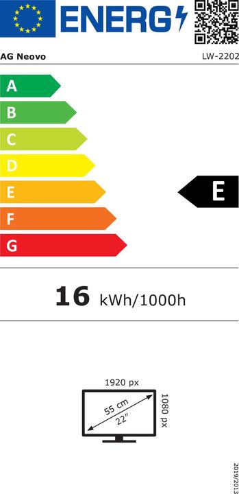 Energy Label AG neovo LED MONITORIUS LW-2202 FLICKER-FREE, HDMI (1920 x 1080 pixels, 21.50")