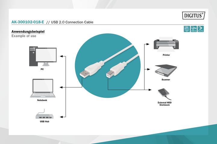 Actual product image Digitus USB connection cable (1.80 m, USB 2.0)