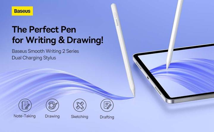 Actual product image Baseus Smooth Writing 2 Series Dual Charging Active Pen - White