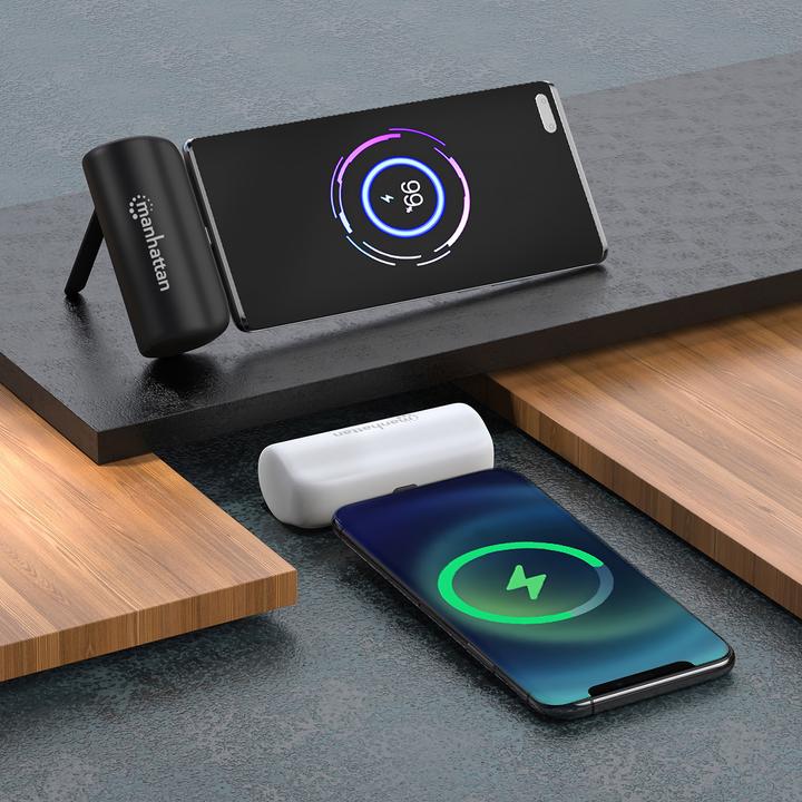 Actual product image Manhattan Powerbank 5000 mAh with integrated USB-C plug 10W for use as a mobile phone holder with L (5000 mAh, 10 W, 10 Wh)