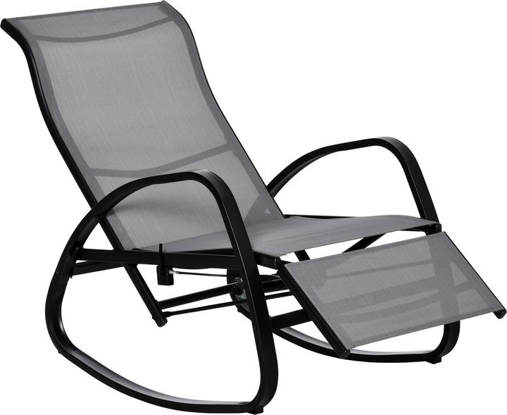 Produktbild Outsunny Schaukelstuhl mit verstellbarer Rückenlehne und Fussstütze (90 cm)