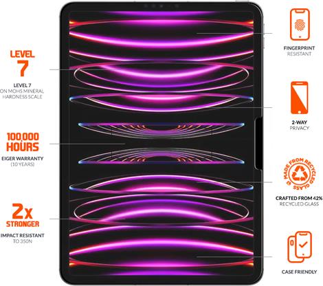 Actual product image Eiger Mountain Glass Black Tablet (1 Piece, iPad Pro 13 2024 (M4))