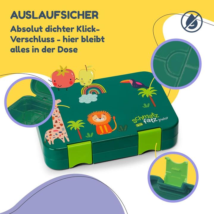 Actual product image Schmatzfatz Junior Kids Lunch Box with Compartments Green Jungle