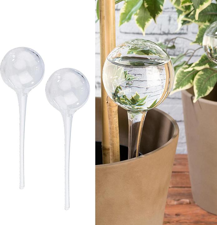 Immagine prodotto Royal Gardineer Set di 2 Palline per innaffiare senza acqua in vetro, trasparenti, Ø 8,5 cm (Palline per l'irrigazione)