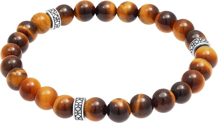 Kuzzoi Edelsteinarmband, Perle (21 cm, Tigerauge, 925er Sterling Silber, Plastik)