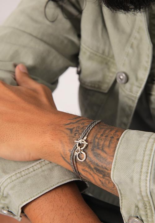 Immagine prodotto Kuzzoi Bracciale Uomo Collana in corda T-Bone Ossidato Argento 925 (19 cm, Argento 925)