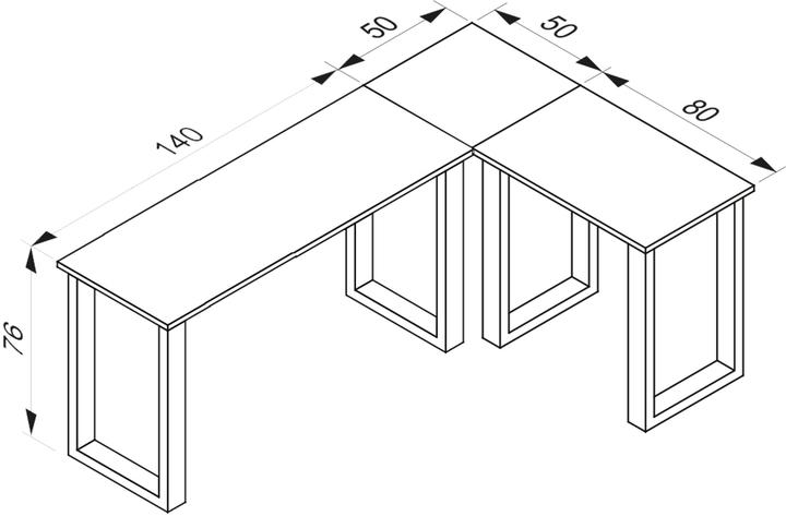 Produktbild VCM Büromöbel Eckschreibtisch Lona 50 U Alu Weiss (190 x 130 x 50 cm)