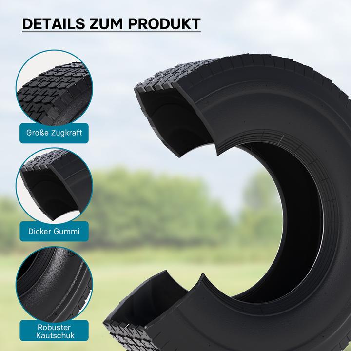 Actual product image Wiltec Lawn mower tyre 16x5.00-8 block tread pattern for ride-on mowers hand carts (Lawn tractor, Garden machinery spare parts)