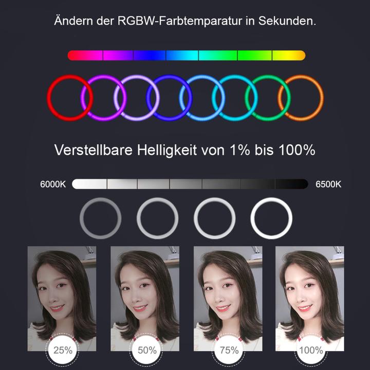 Image du produit Puluz PKT3050EU Lampe vidéo selfie RGB 30cm (éclairage annulaire)