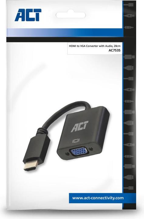 Actual product image 0.15 meters, HDMI-A male to VGA female adapter, with audio (VGA, HDMI, 1.50 cm)
