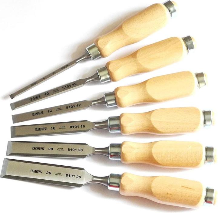 Actual product image Narex Chisel set with Wooden handles in Wooden case, 6 pieces (26 mm)