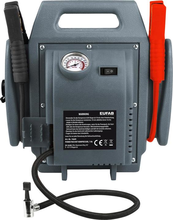 Actual product image Eufab Powerpack with compressor (600 A, 7000 mAh)