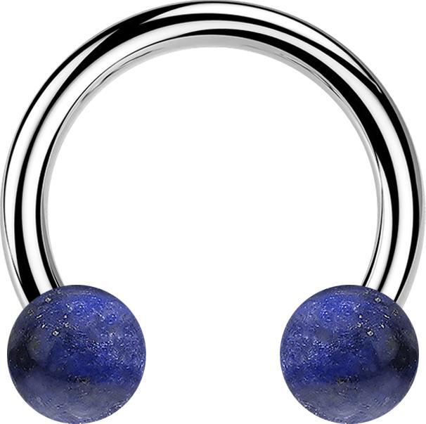 Produktbild Star Piercing Micro Circular Barbell Innengewinde silber mit zwei Kugeln Sodalith Stein (Mineralisch, ohne Messing, Chirurgenstahl 316L)