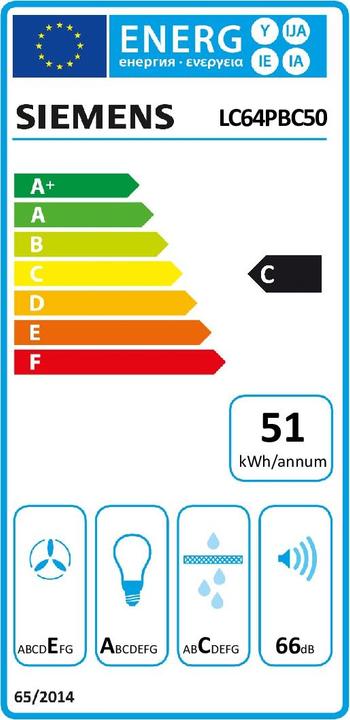 Energy Label Siemens LC64PBC50 iQ100 (Wall hood)