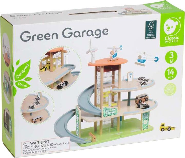Produktbild Classic World Nachhaltige Holzgarage mit Zubehör, 19-tlg.