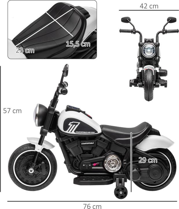 Produktbild Homcom Elektromotorrad Kunststoff, Metall Weiss+Schwarz (6 V)