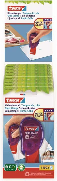 Actual product image tesa Adhesive stamp ecoLogo, double-sided adhesive pads for quick gluing of paper, cardboard & photos