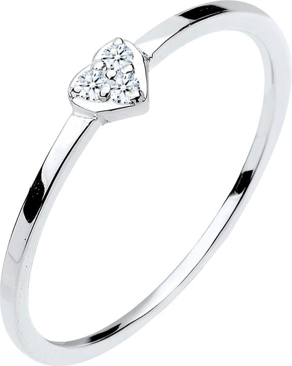 Elli DIAMONDS Ring Herz Symbol Diamant 0.04 ct. 925er Sterling Silber (58, 925 Silber)