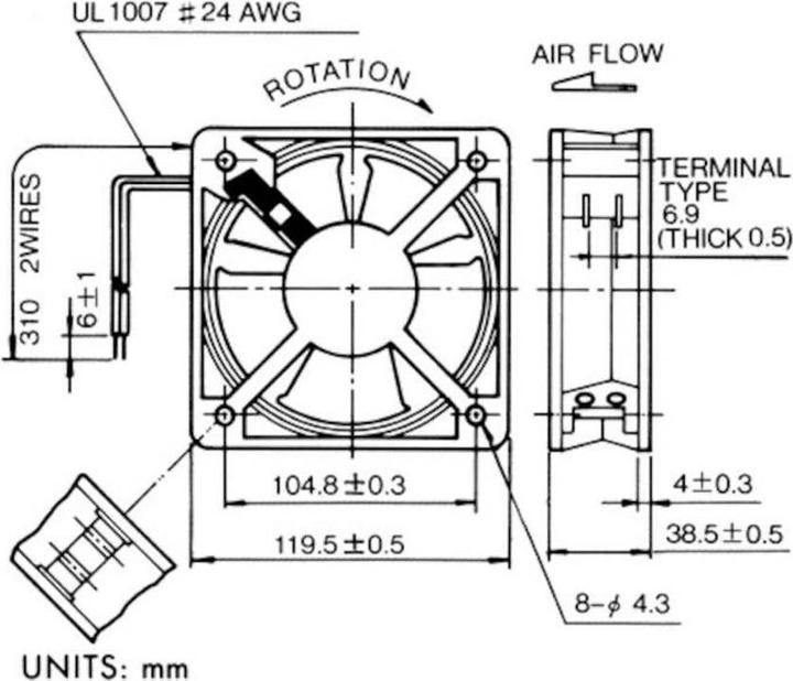 Actual product image Sunon DP201A2123HBT Axial fan 230 V/AC 147.78 m³/h (L x W x H) 120 x 120 x 38