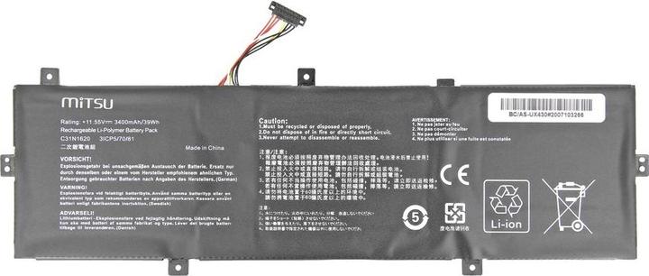 Image du produit Mitsu BATTERY BC/AS-UX430 (ASUS 3400 MAH 11.55 WH) - Batterie (3 cellules, 3400 mAh)