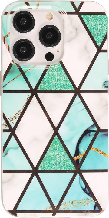 Image du produit PhoneLook Coque Silicone Gel stripes géométriques marble Turquoise (Apple iPhone 14 Pro)