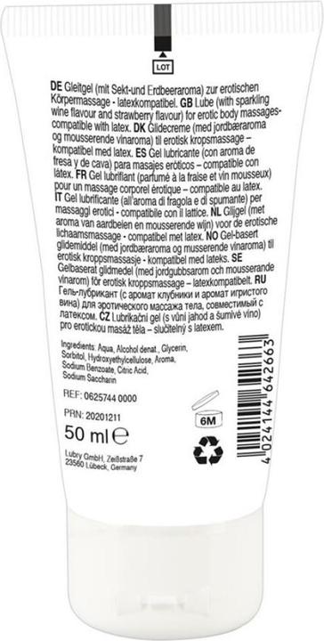 Nutritional values and ingredients Lick-it Erotic Massage Gel Sparkling Wine And Strawberry (50 ml)