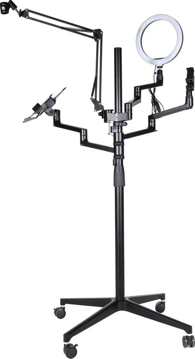Wiltec 4in1 tripod rollable mobile phone holder ring light streaming setup photo tripod (Plastic, Metal)