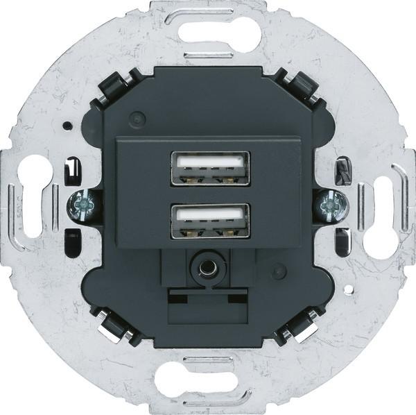 Produktbild Berker USB-Ladesteckdose 230V 2fach 3.0A Tragring rund anthrazit