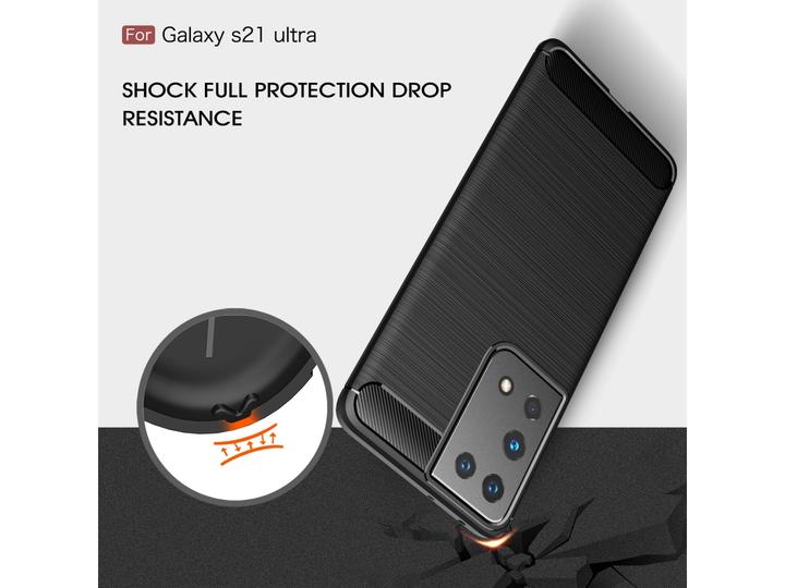 Actual product image Screenguard Samsung Galaxy S21 Ultra Cover Carbon Brushed Soft TPU (Samsung Galaxy S21 Ultra)