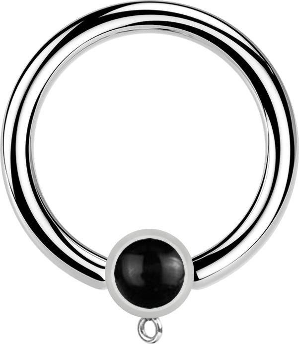 Actual product image Star Piercing Micro Closure Ring silver with cylinder turquoise stone ring for pendants (Mineral, without brass, Surgical steel 316L)