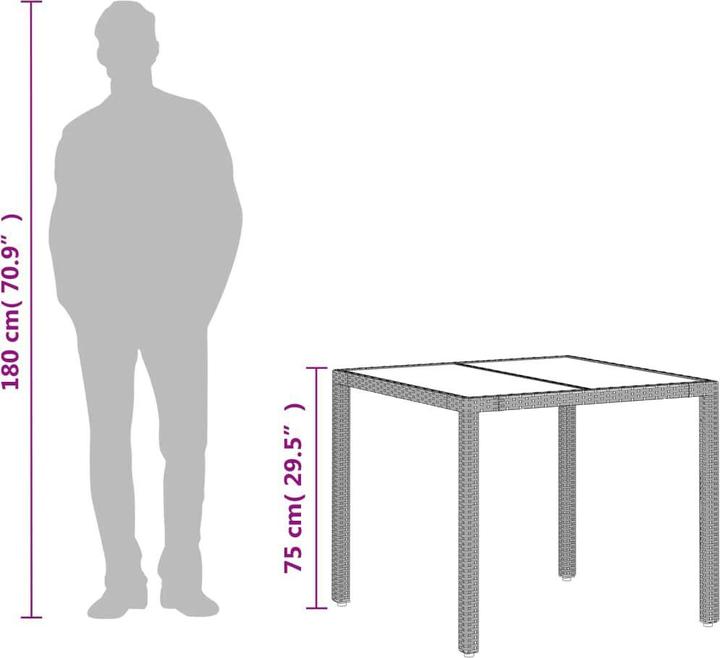 Image du produit VidaXL Gartentisch mit Glasplatte (90 cm)