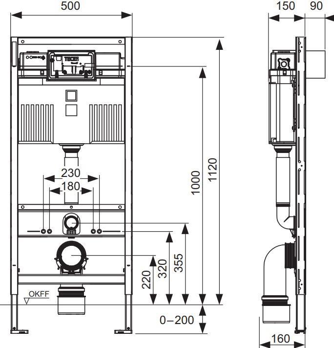 Produktbild TECE TECEprofil WC Modul mit Uni-Spülkasten, Bauhöhe 1120 mm
