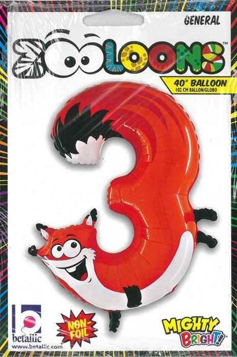 Image du produit Grabo Ballon aluminium renard, chiffre 3 (1 x)