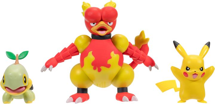 Jazwares Confezione da tre Chelast Pikachu #9 Magmar - Figura da battaglia
