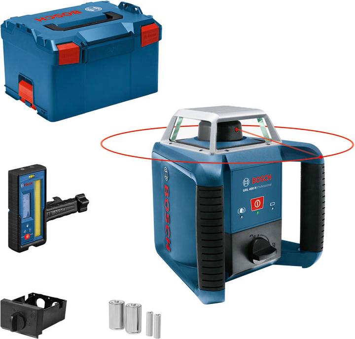 Laser-Empfänger LR 45 Professional, Batteriefach, L-BOXX 238, 2 x Batterie LR20 1.5V (D), 2 x 1.5V LR6-Batterie (AA)