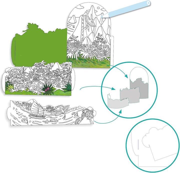 Image du produit Djeco Coloriage diorama 3D île