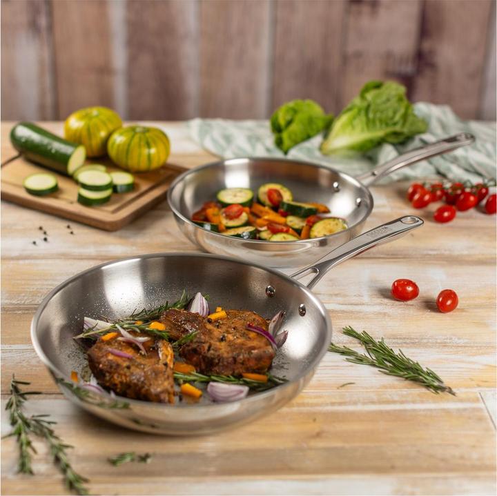 Actual product image Kuhn Rikon ALLROUND Frying pan Set uncoated Ø 24 + 28 cm (28 cm, Frying pan, Stainless steel)