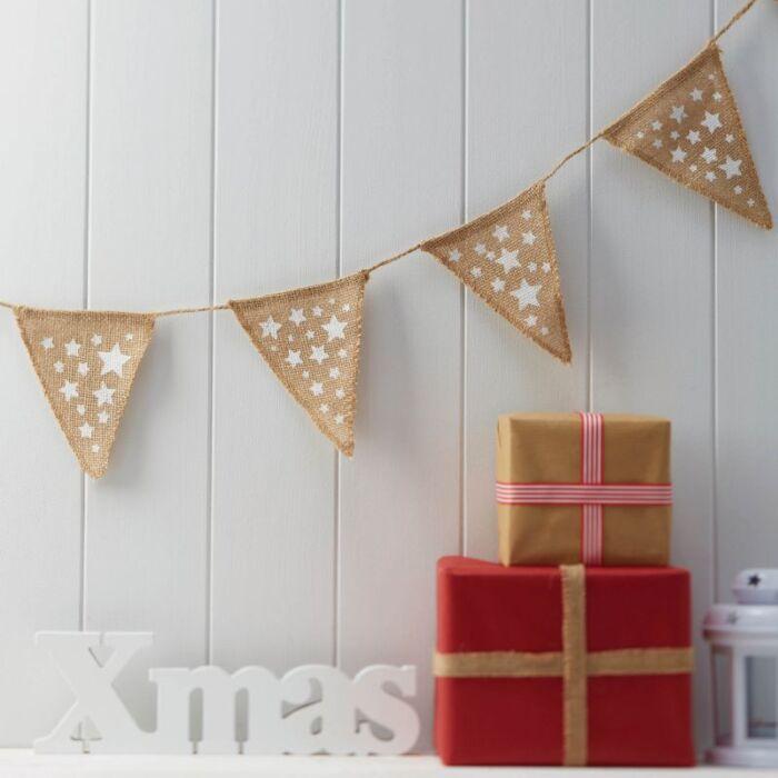 Ginger Ray Vintage Christmas jute bunting 2.25m