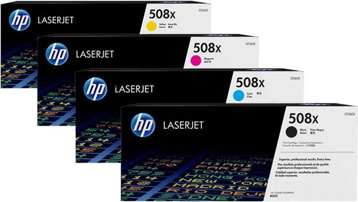 Image du produit HP 508X-SET avec les quatre couleurs CF360X, CF361X, CF362X, CF363X en SET-PACK (M, CF, C, Y)