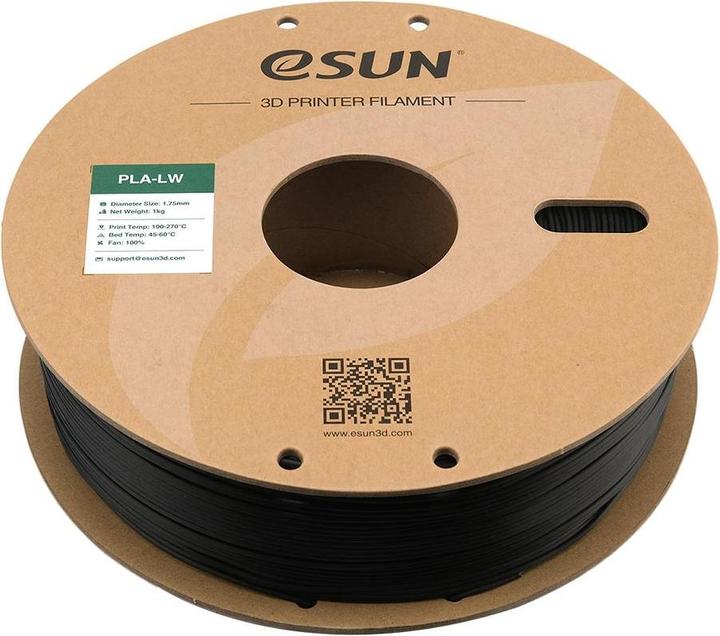 Image du produit eSUN ePLA-LW Noir Léger Filament 1.75mm 1Kg (PLA, 1.75 mm, 1000 g, Noir)