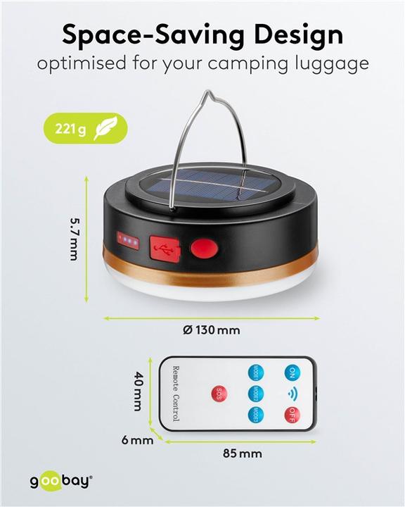 Produktbild Goobay LED-Solar-Campinglampe mit Akku