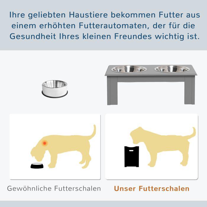 Actual product image Swisshandel24 Dog feeding station, non-slip, 44x24x15cm, grey, 0.9L per bowl (0.90 l)