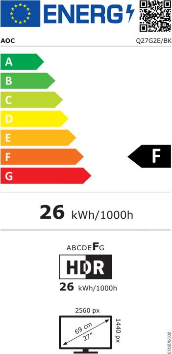 Energy Label AOC Q27G2E/BK (2560 x 1440 pixels, 27")