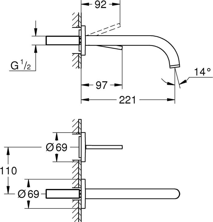 Produktbild Grohe Atrio 2-Loch-Waschtischbatterie