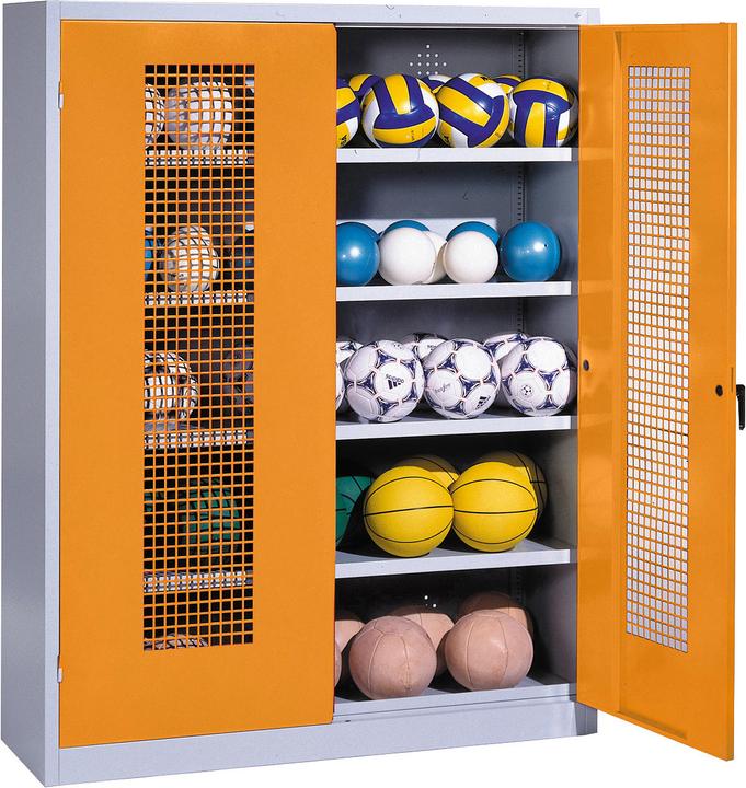 C+P Ballschrank (HxBxT: 195x150x50 cm, mit Lochblech-Flügeltüren, Typ 3)