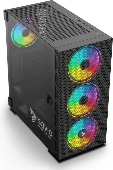 Produktbild Savio PC Case Raptor X1 ARGB Glass/Mesh Black (ITX, ATX, Mini-ATX)
