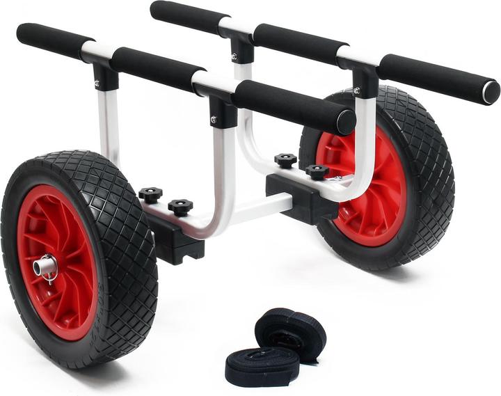 Wiltec Alu Transportwagen 90kg grosses PU-Rad Ø31cm Kajakwagen Kanu Kanuwagen Kajak